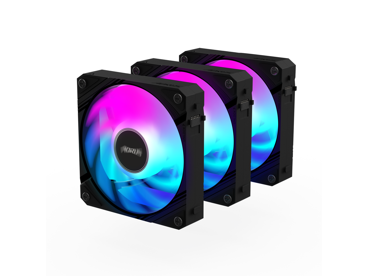 Alt View 4. GIGABYTE - AORUS EZ CHAIN FAN 120 ICE (3-Pack), 120mm Hydro Dynamic Bearing ARGB Computer Case Fan - ARGB.