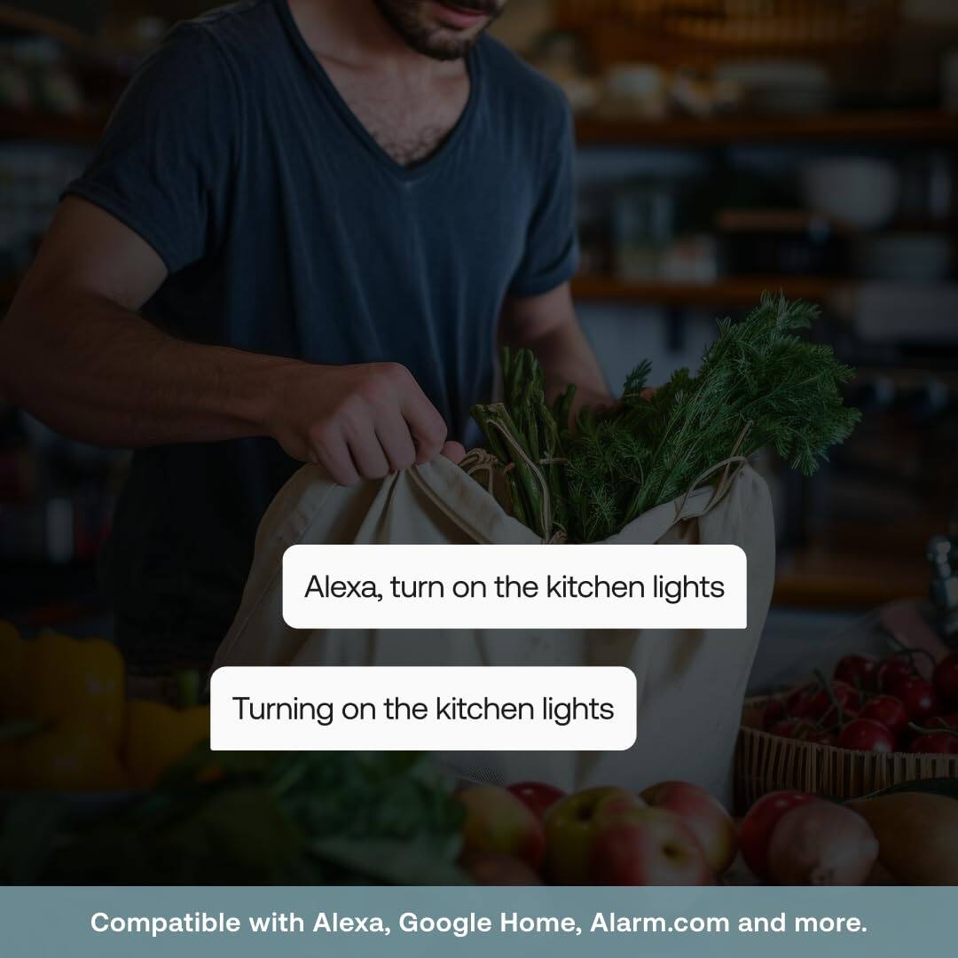 Alexa, turn on the kitchen lights

Turning on the kitchen lights

Compatible with Alexa, Google Home, Alarm.com and more.