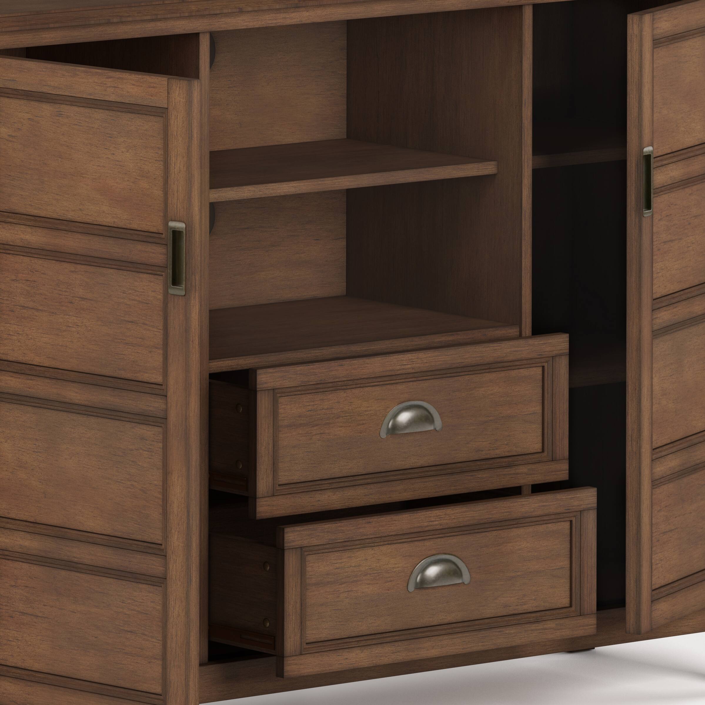 Alt View 5. Simpli Home - Burlington SOLID WOOD 54 inch Wide Transitional TV Media Stand in Rustic Natural Aged Brown For TVs up to 60 inches - Rustic Natural Aged Brown.