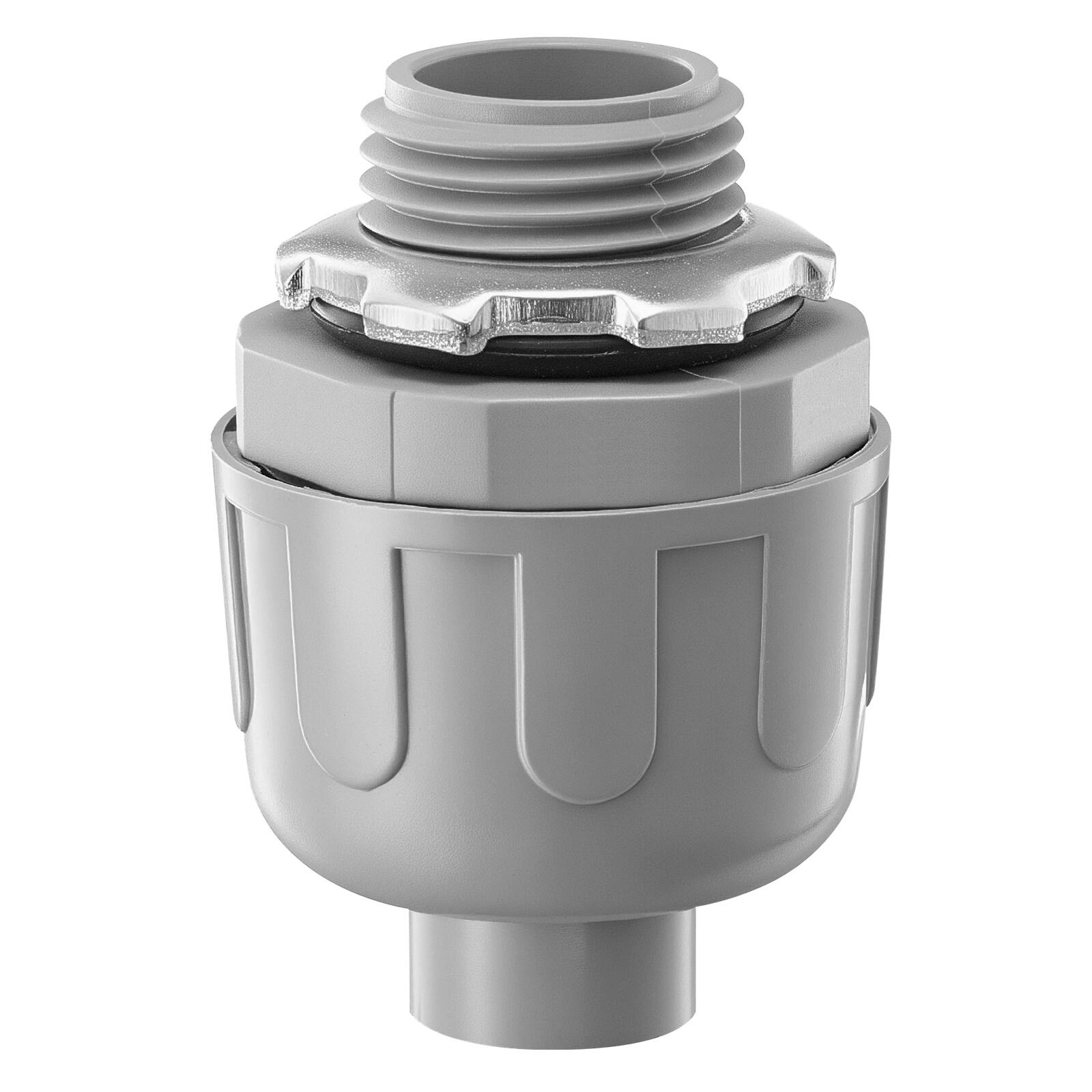 Alt View 5. VEVOR - 1/2 inch Liquid Tight Connector, 100 Packs, Non-Metallic Electrical Conduit Fitting, Flame-Retardant PA6 Nylon Flexible - Gray.