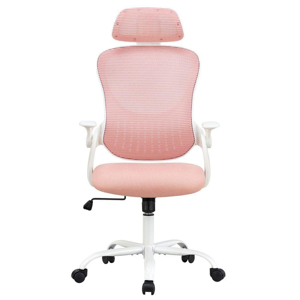 Kadyn - 20" Ergonomic Mesh Office Chair - High Back Swivel Chair with Headrest & Flip-up Armrests for Modern Workspace - Pink