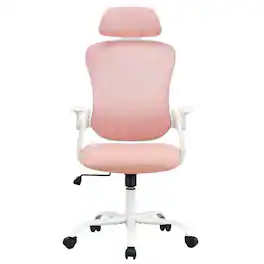 Kadyn - 20" Ergonomic Mesh Office Chair - High Back Swivel Chair with Headrest & Flip-up Armrests for Modern Workspace - Pink