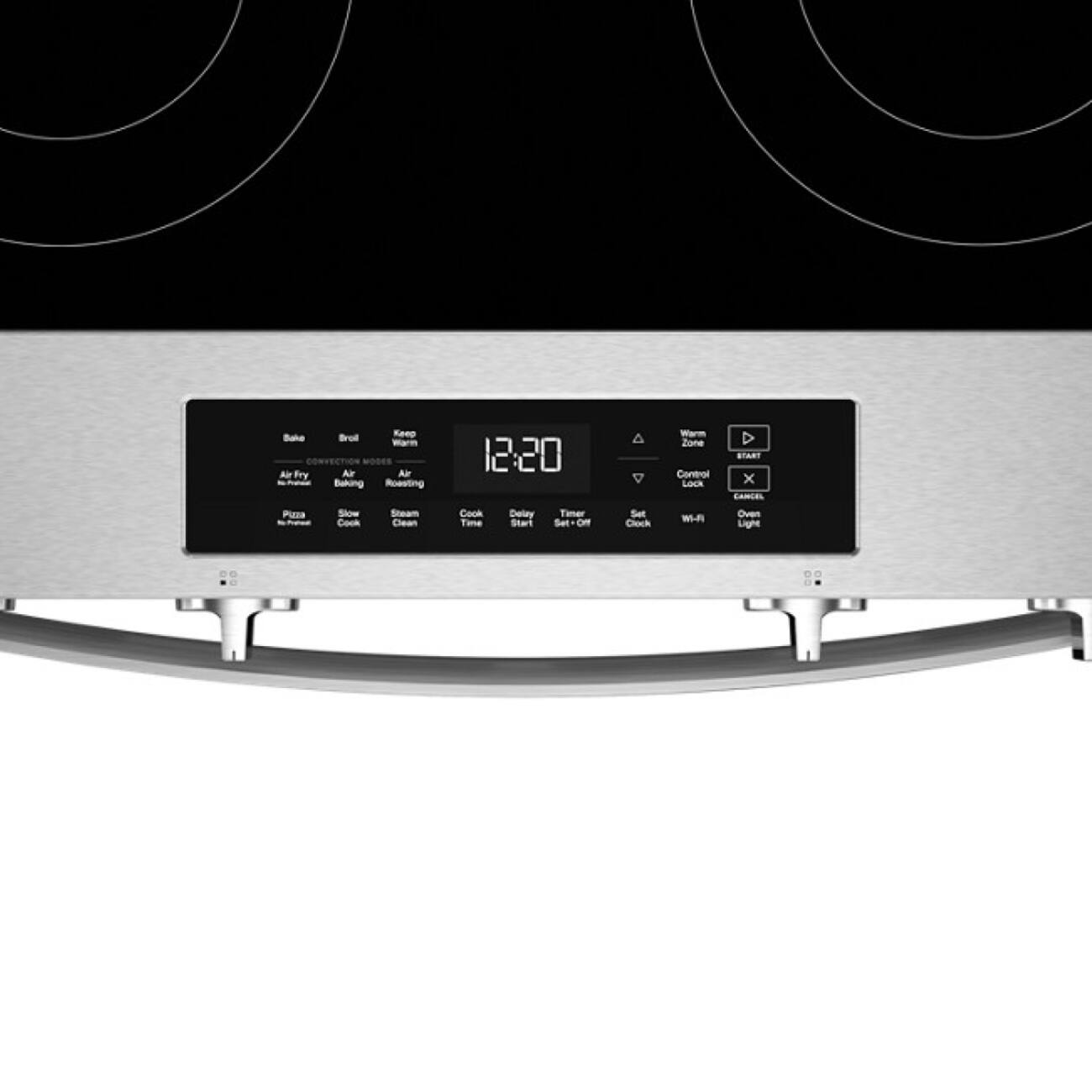 Bake Broil Keep Warm Air Fry Air Roasting Bake Broil Roasting Pizza Steam Cook Delay Start Timer Set Off Clock Warm Zone Control Lock LANCEL Puzza Slow Cook Steam Clean Oven Light