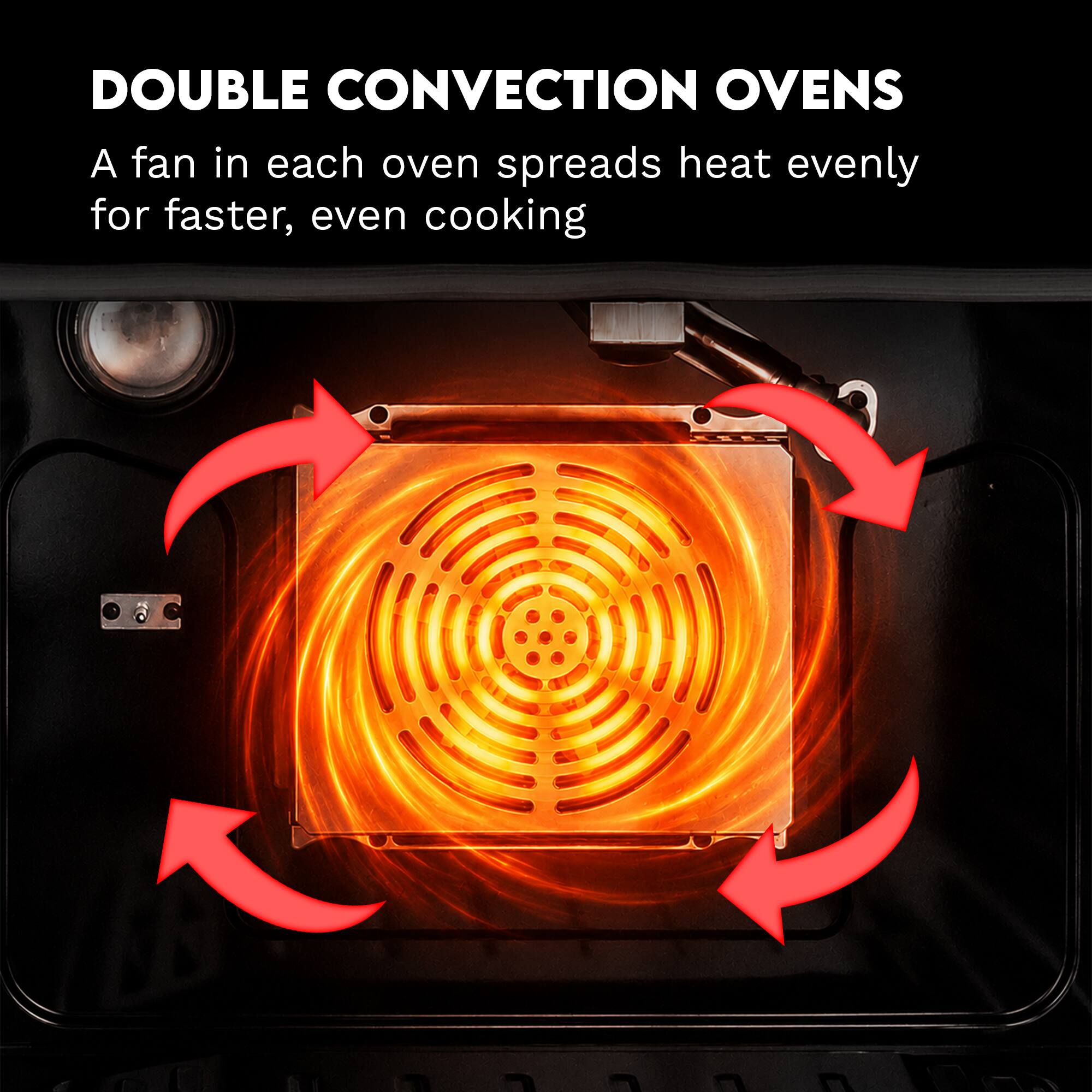 DOUBLE CONVECTION OVENS  
A fan in each oven spreads heat evenly for faster, even cooking