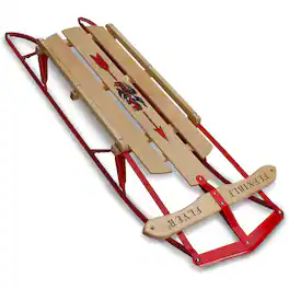 Flexible Flyer - Metal Runner Steel/Wood 48" Long Snow Slider Sled for Kids - Red