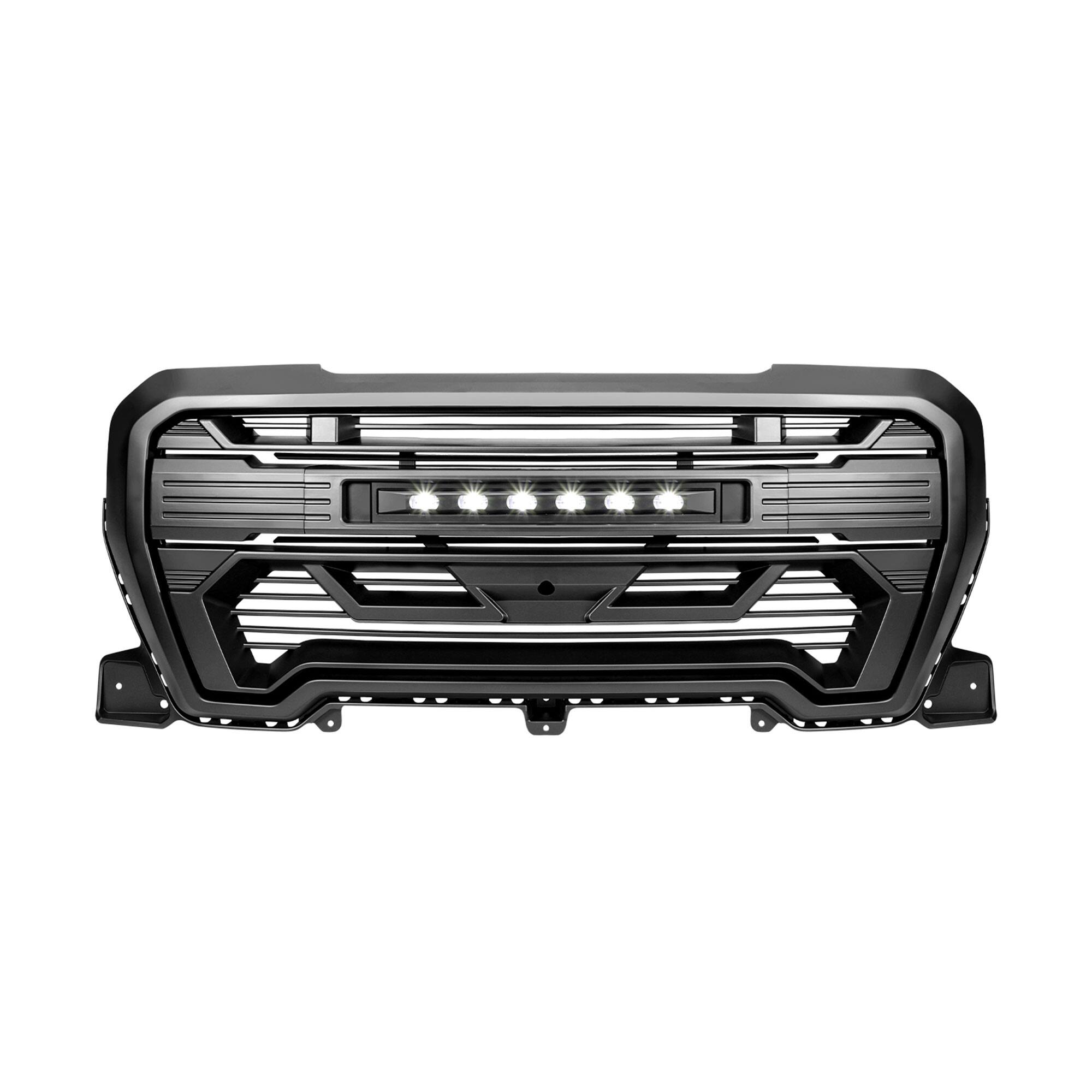 Alt View 7. AMERICAN MODIFIED - AMERICAN MODIFIED Grille w/Lights for 2019-2021 GMC Sierra 1500 Base, SLE, & SLT - Matte Black.