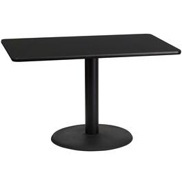 Flash Furniture - Stiles 30'' x 48'' Rectangular Laminate Table Top with 24'' Round Table Height Base - Black