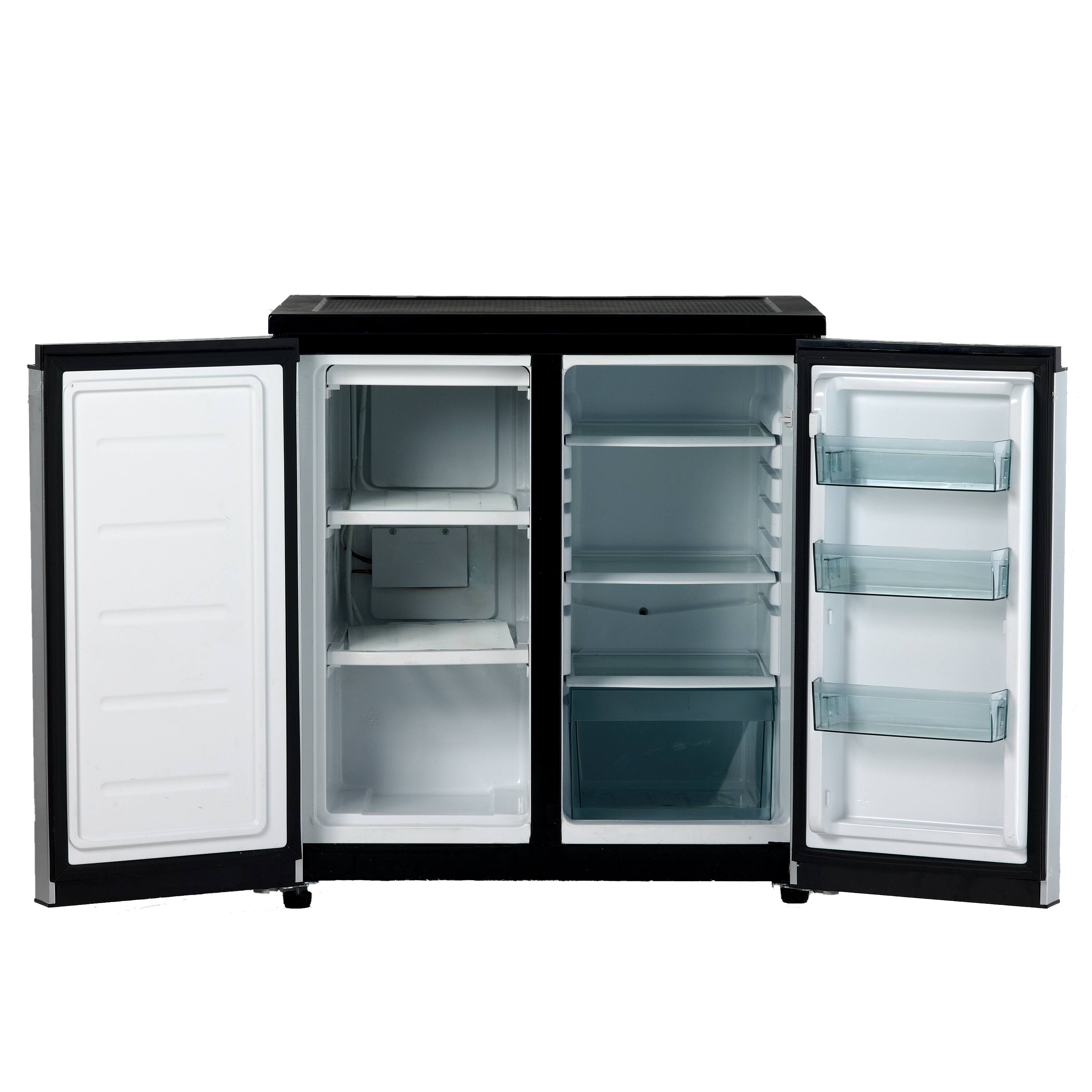 Left. Avanti - Avanti 5.5 cu. ft. Compact Refrigerator, Side by Side Design, in Stainless Steel.