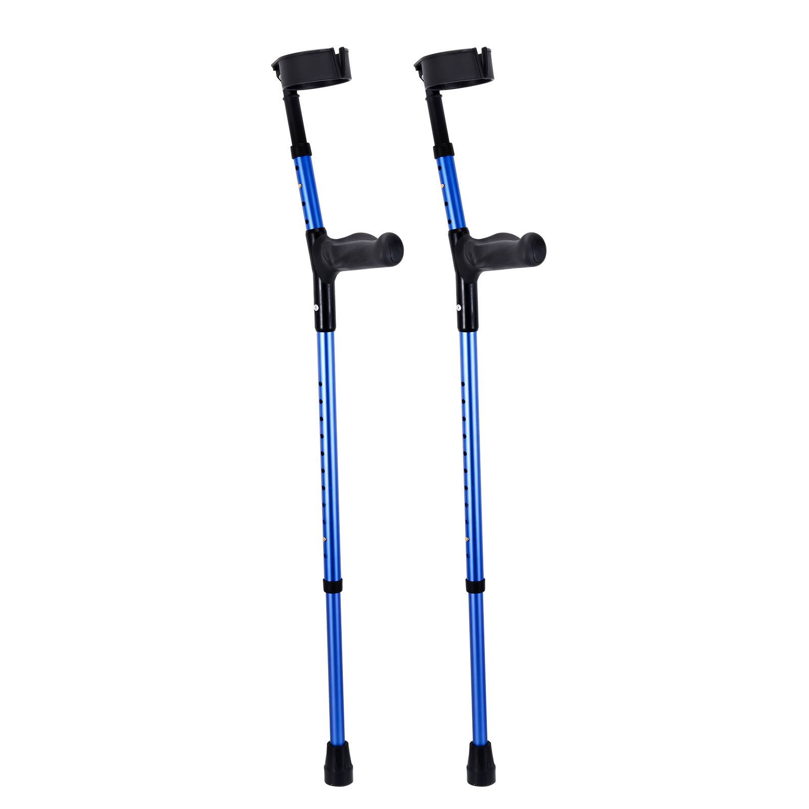 Alt View 5. VEVOR - Forearm Crutches for Adults, 11-Level Height Adjustable Walking Crutches with 4-Level Upper Cuff - Arm : black ;Handle : black ;Aluminum tube: blue.