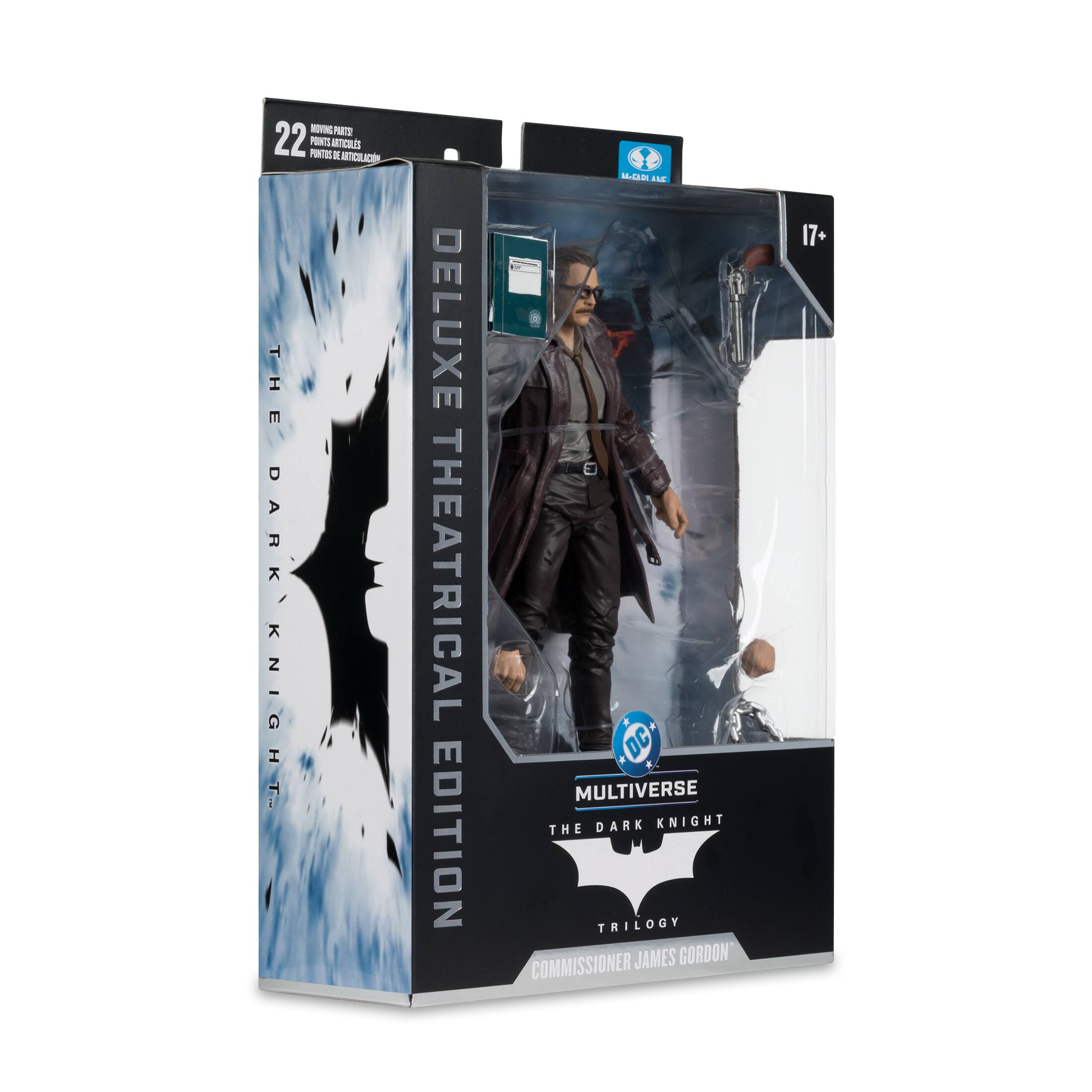 NOVH - 22 POINTS PRES METERIS E MITICILACION THE DARK KNIGHT DELUXE THEATRICAL EDITION MCE 1NE . DC MULTIVERSE THE DARK KNIGHT TRILOGY COMMISSIONER JAMES GORDON 17+