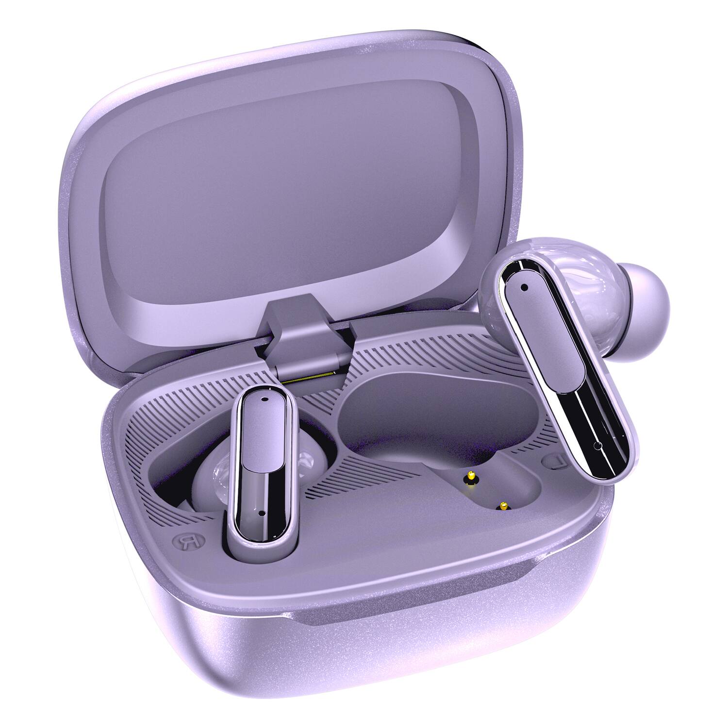 Alt View 2. RCA - WAVE-45 TWS Bluetooth In-Ear Earbuds, Mics, On-Ear Controls, ANC, Charging Case, Touch Screen, 6 Hr Play Time - Purple.