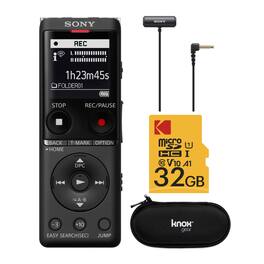 Sony - ICD-UX570 Series UX570 Digital Voice Recorder with ECM-LV1 Lav Mic Bundle