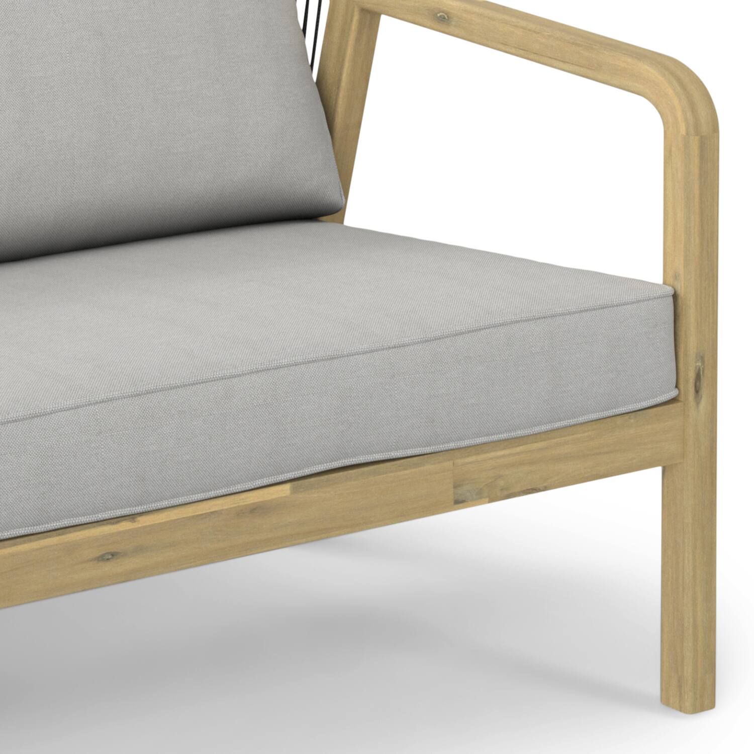 Alt View 8. Simpli Home - Palmetto SOLID ACACIA WOOD 58 inch Wide Contemporary Outdoor Sofa in Polyester Fabric, Fully Assembled - Stone Grey.