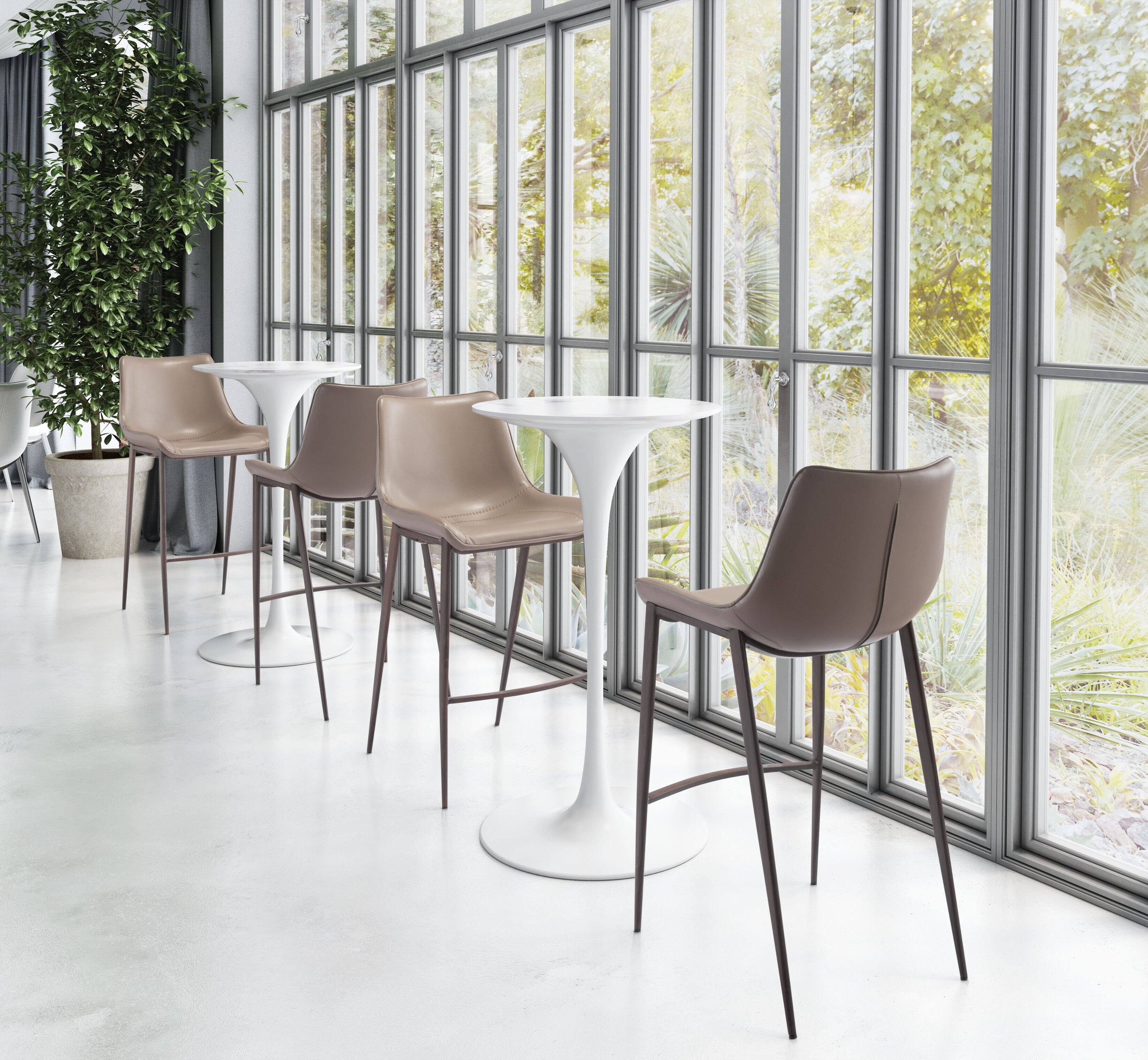 Angle. Hivvago - Magnus Barstool (Set of 2) Brown & Walnut - Brown & Walnut.