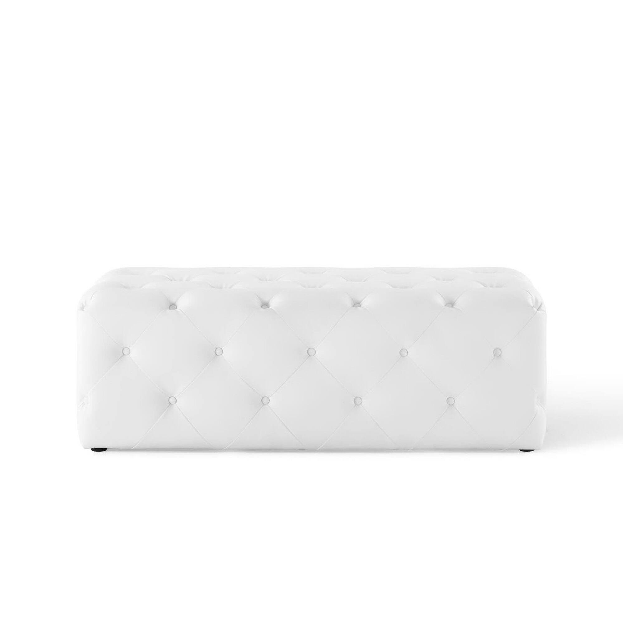 Left. Modway - Amour 48" Tufted Button Entryway Faux Leather Bench by Modway - White.
