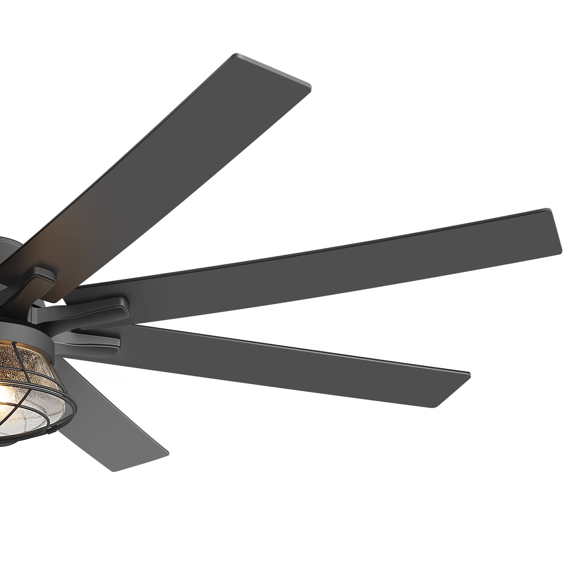 Alt View 8. Breezary - 65-Inch Ceiling Fan with Cage Light, 8 Plywood Blades, DC Motor, Angled Mount, Downrod Included，High Airflow Performance - Black.