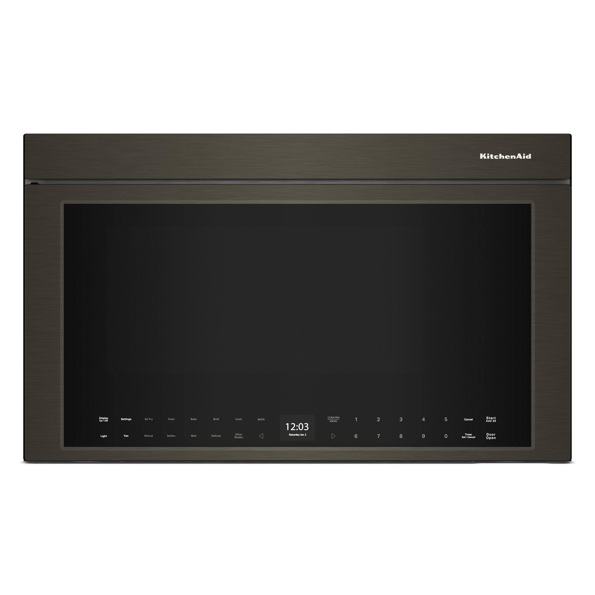 KitchenAid - 1.1 Cu. Ft. Convection Flush Built-In Over-the-Range Microwave with Air Fry Mode - Black Stainless Steel
