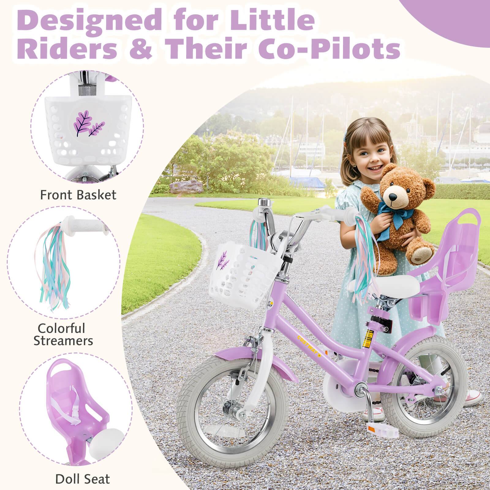 Designed for Little Riders & Their Co-Pilots

Front Basket

Colorful Streamers

Doll Seat