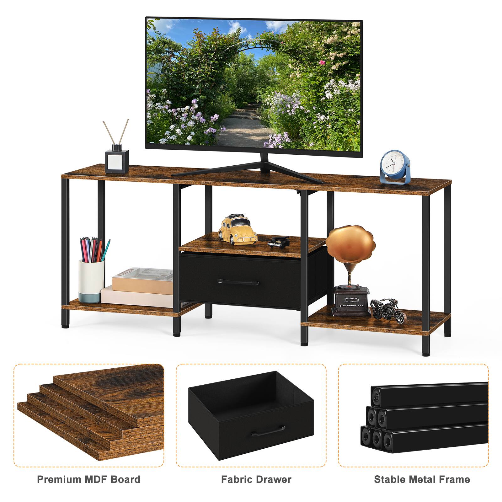 Premium MDF Board, Fabric Drawer, Stable Metal Frame