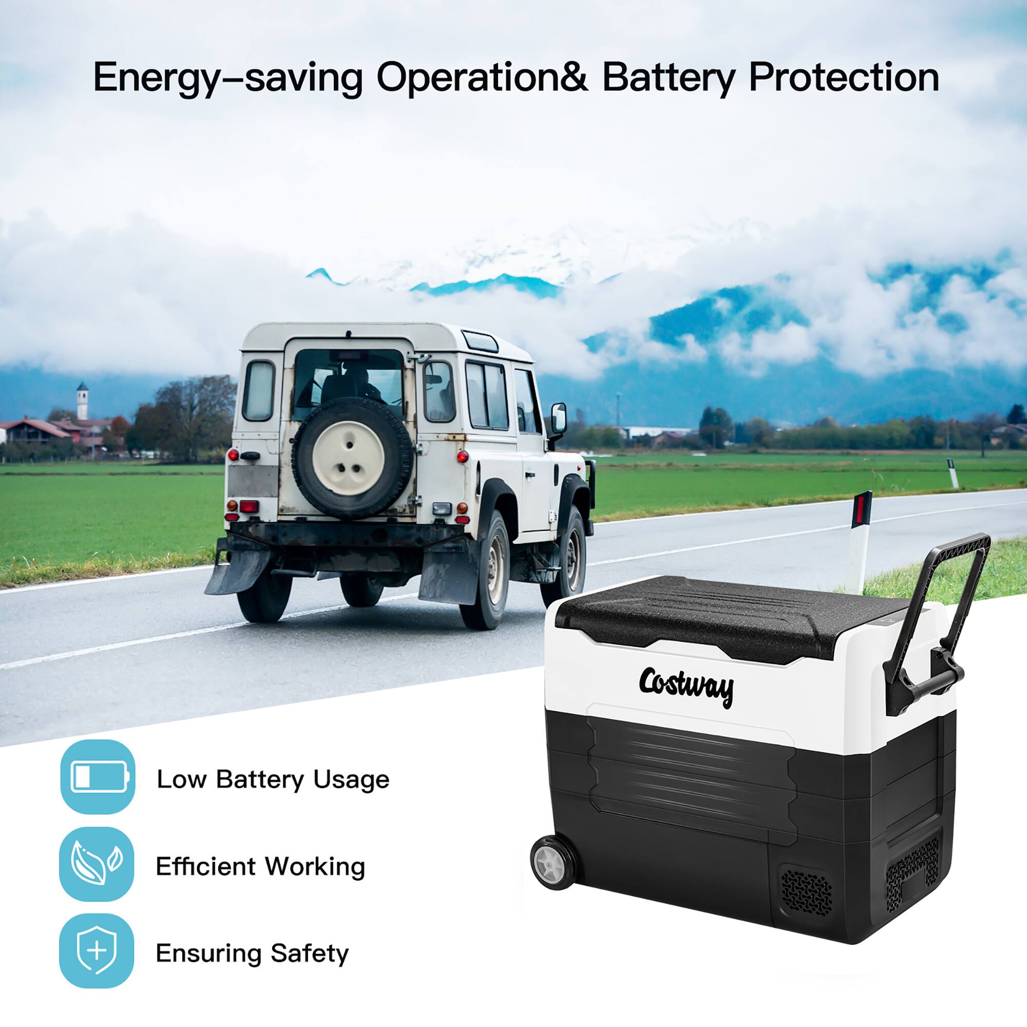 Costway 58 Quarts Car Refrigerator Portable RV Freezer Dual Zone w