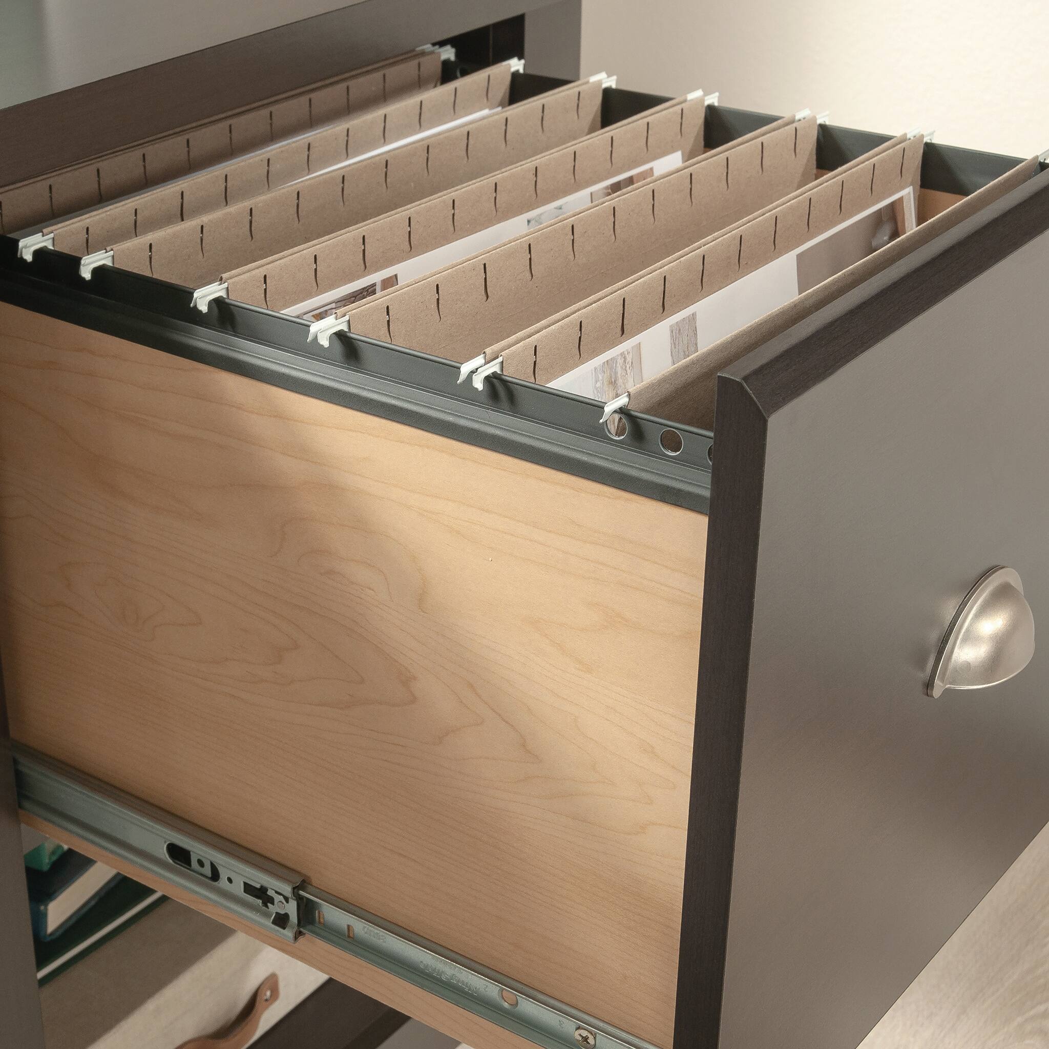 Alt View 6. Spaco - Computer Desk with Drawers, Cord Management, Large Work Surface for Home - Brown.