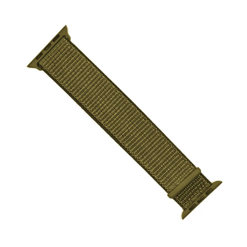Left. StrapsCo - Everyday Comfort Nylon Watch Band For Apple Watch - 44mm/45mm/46mm/49mm - Olive Green.