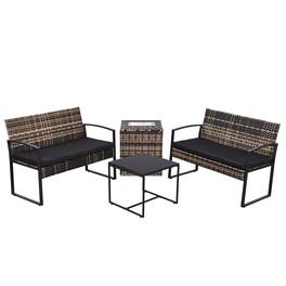 Boyel Living - Black 4-Piece Set Outdoor Patio Ice Bucket Set with 2 chairs 1 ice bucket table - Yellow