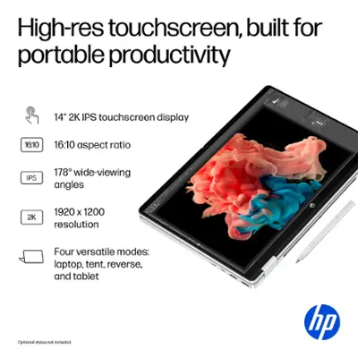 HP - OmniBook 5 Flip 2-in-1 14" 2K Touch-Screen Laptop - Intel Core 7 - 16GB Memory - 512GB SSD - Glacier Silver