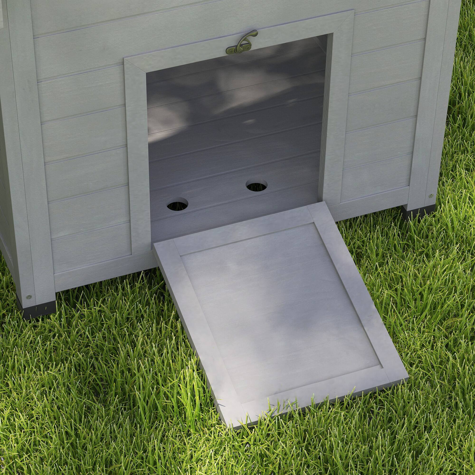 Alt View 8. Pawhut - Coop, Wooden Duck House with Openable Roof & Double Doors - Light Gray.