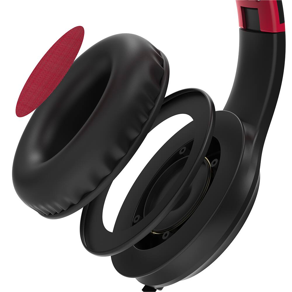 Alt View 4. FosPower - Kids Headphones Wired Microphone, Over Ear Headphones for Kids with Cord, Kids Headset with 3.5mm, Black/Red - Multicolored.