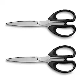 Staples - 8" Pointed Tip Stainless Steel Scissors, Straight Handle, Right & Left Handed, 2/Pack (TR55043) - Black