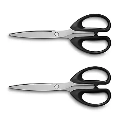 Front. Staples - 8" Pointed Tip Stainless Steel Scissors, Straight Handle, Right & Left Handed, 2/Pack - Black.
