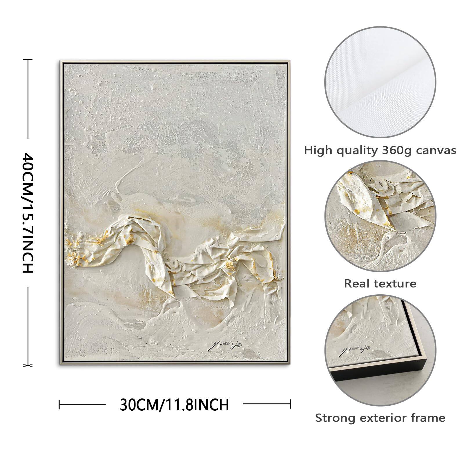 40CM/15.7INCH  
High quality 360g canvas  
Real texture  
Strong exterior frame  
30CM/11.8INCH