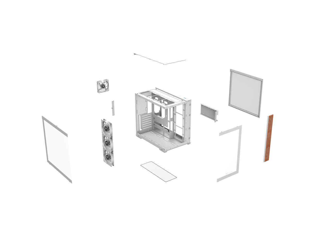 Alt View 3. Thermaltake - Thermaltake View 380 WS ARGB Mid Tower; Wood Trim; 4x ARGB Fans; 360mm Radiator; 415mm GPU; Dual Chamber; ATX/mATX/mITX - White.