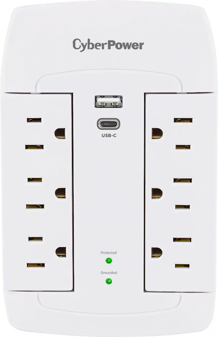 CyberPower 6 Outlet/1 USB A/1 USB C 1500 Joules Wall Surge Protector ...