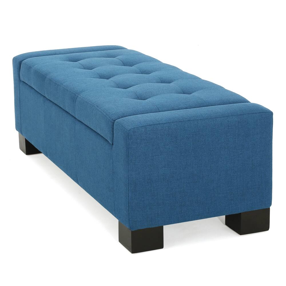Alt View 2. Ropilly - Ropilly 50 Inch Navy Blue Tufted Storage Ottoman Bench Lift Top Upholstered Footrest with Solid Wood Legs - Navy Blue.