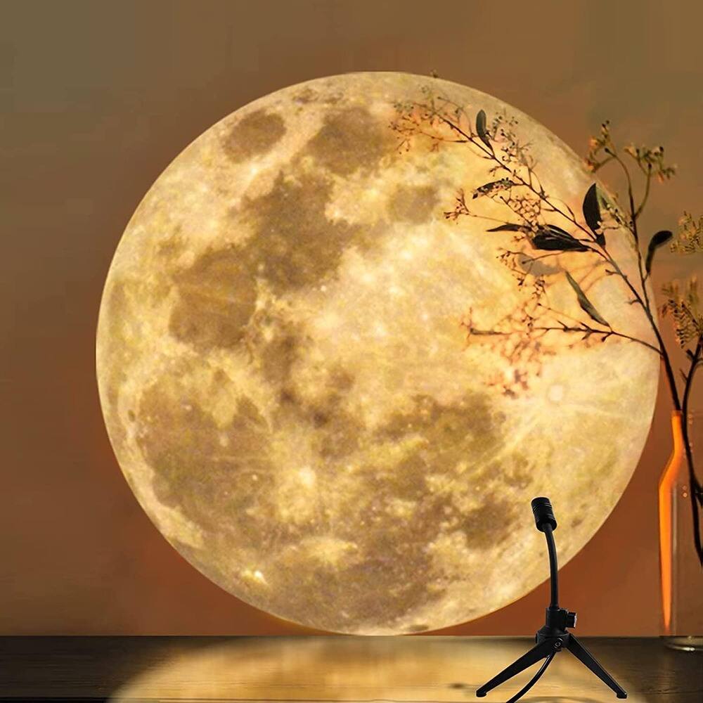 Left. MOSZAR LLC - Rotatable Moon Lamp Projector, USB-Powered Light with Bracket.