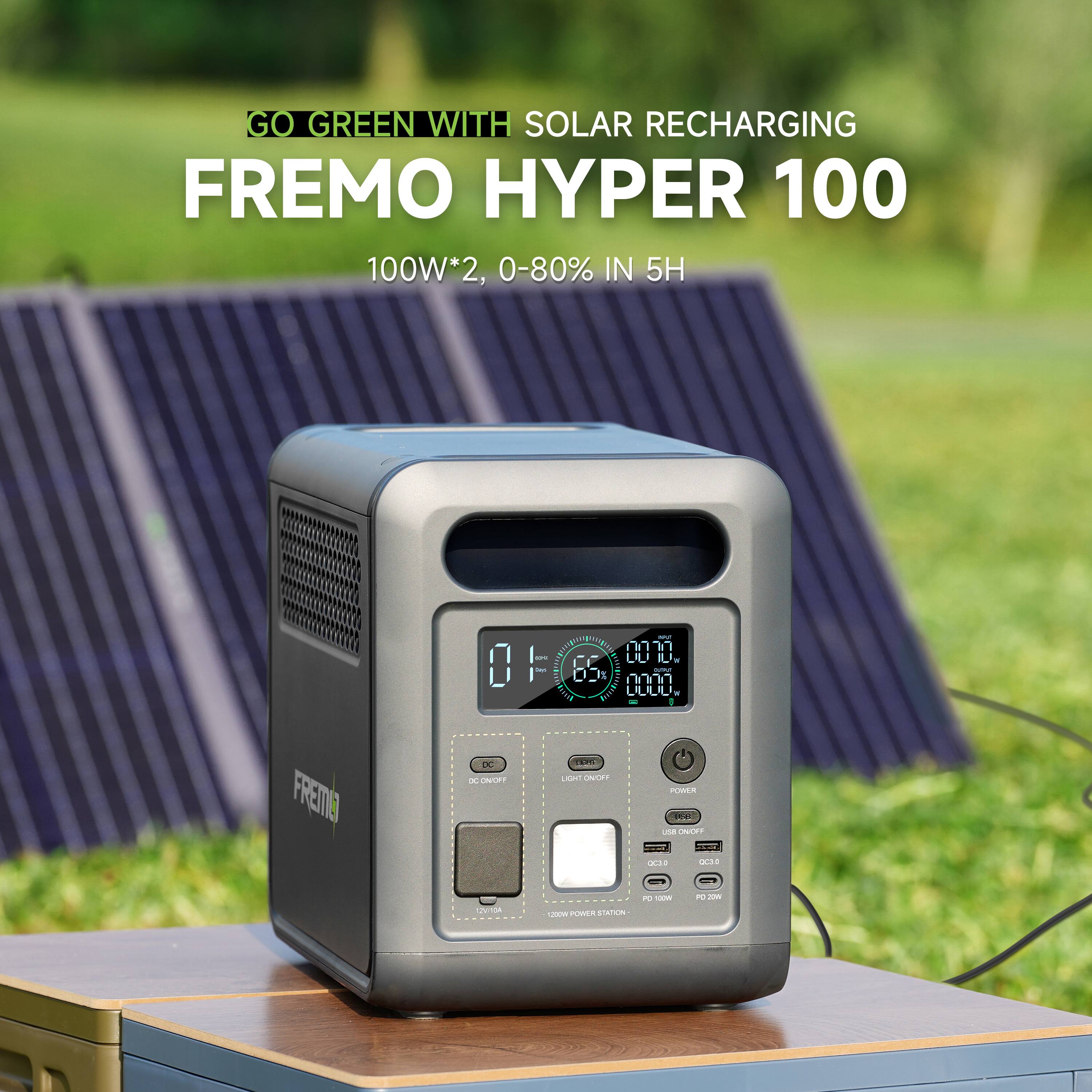 GO GREEN WITH SOLAR RECHARGING  
FREMO HYPER 100  
100W*2, 0-80% IN 5H