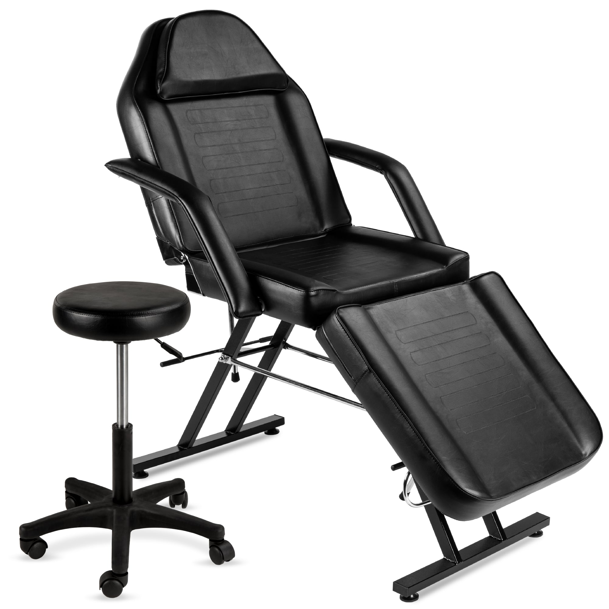 Front. Best Choice Products - Best Choice Products 71in 3-Section Massage Bed, Spa & Salon Facial, Tattoo Chair w/ Hydraulic Stool - Black - Black.
