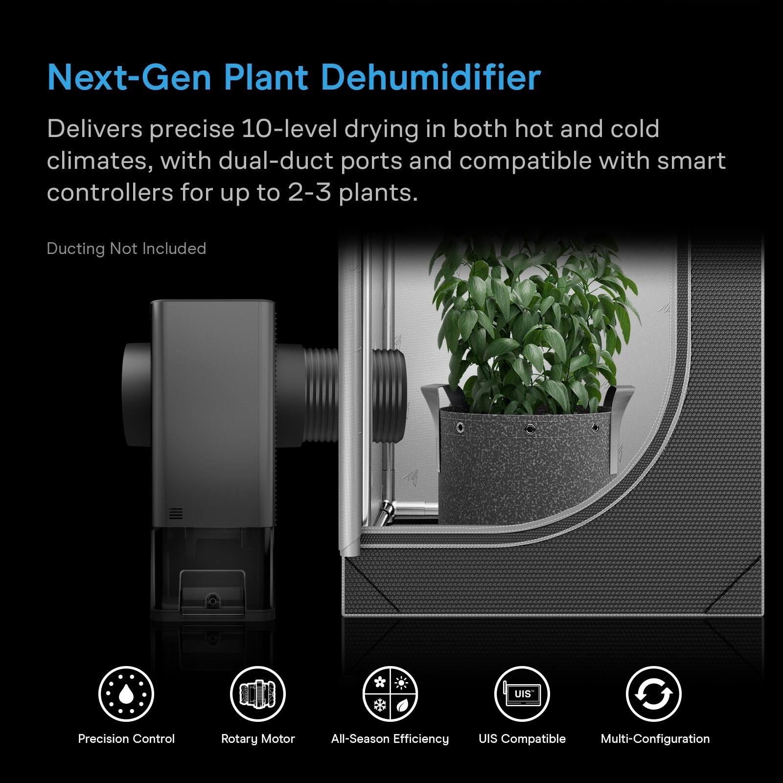 Next-Gen Plant Dehumidifier

Delivers precise 10-level drying in both hot and cold climates, with dual-duct ports and compatible with smart controllers for up to 2-3 plants.

Ducting Not Included

Precision Control
Rotary Motor
All-Season Efficiency
UIS Compatible
Multi-Configuration