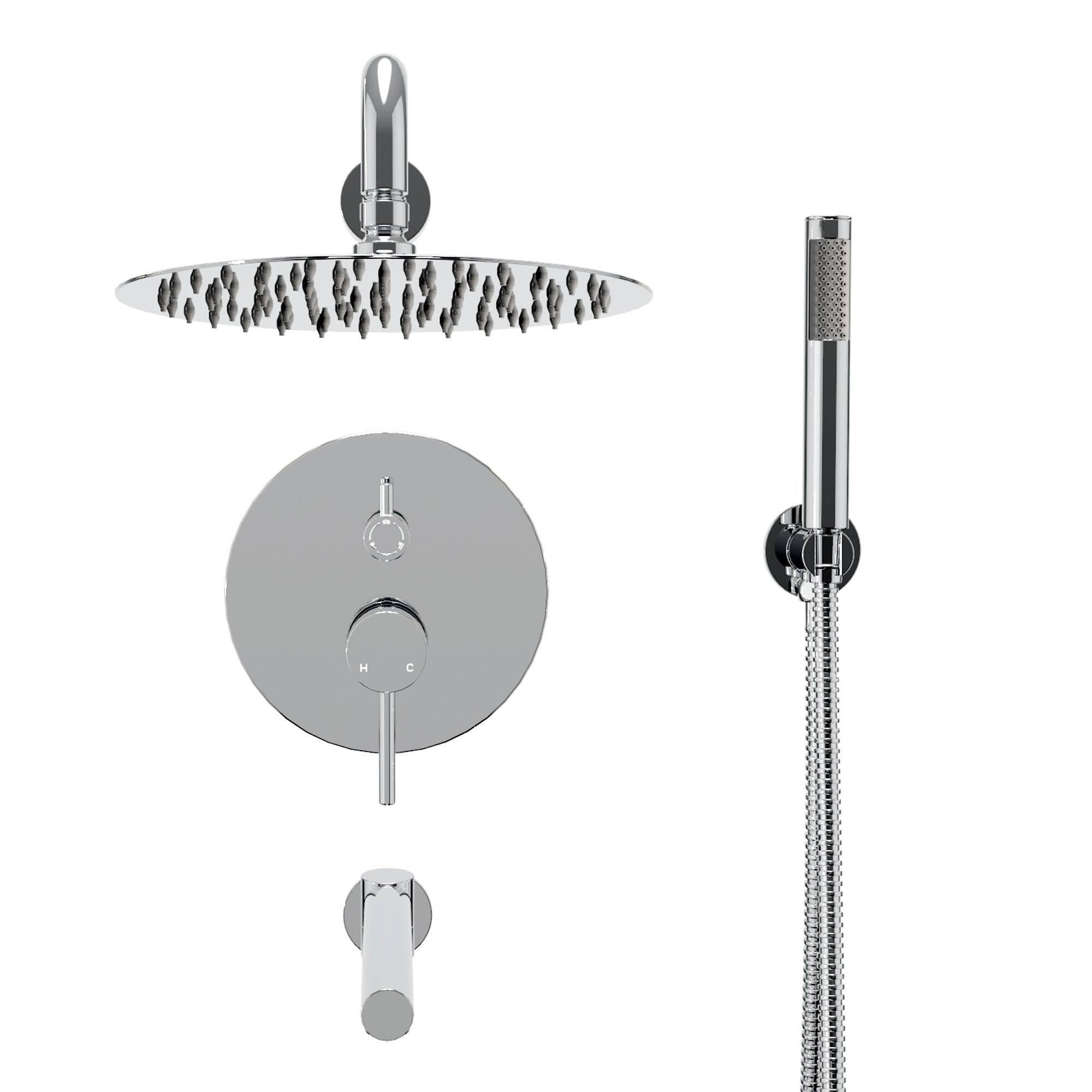 Alt View 9. Boyel Living - Wall Mount 10 in. Single Handle 1-Spray Tub and Shower Faucet 1.8 GPM in Chrome Pressure Balance Valve Included - Chrome.