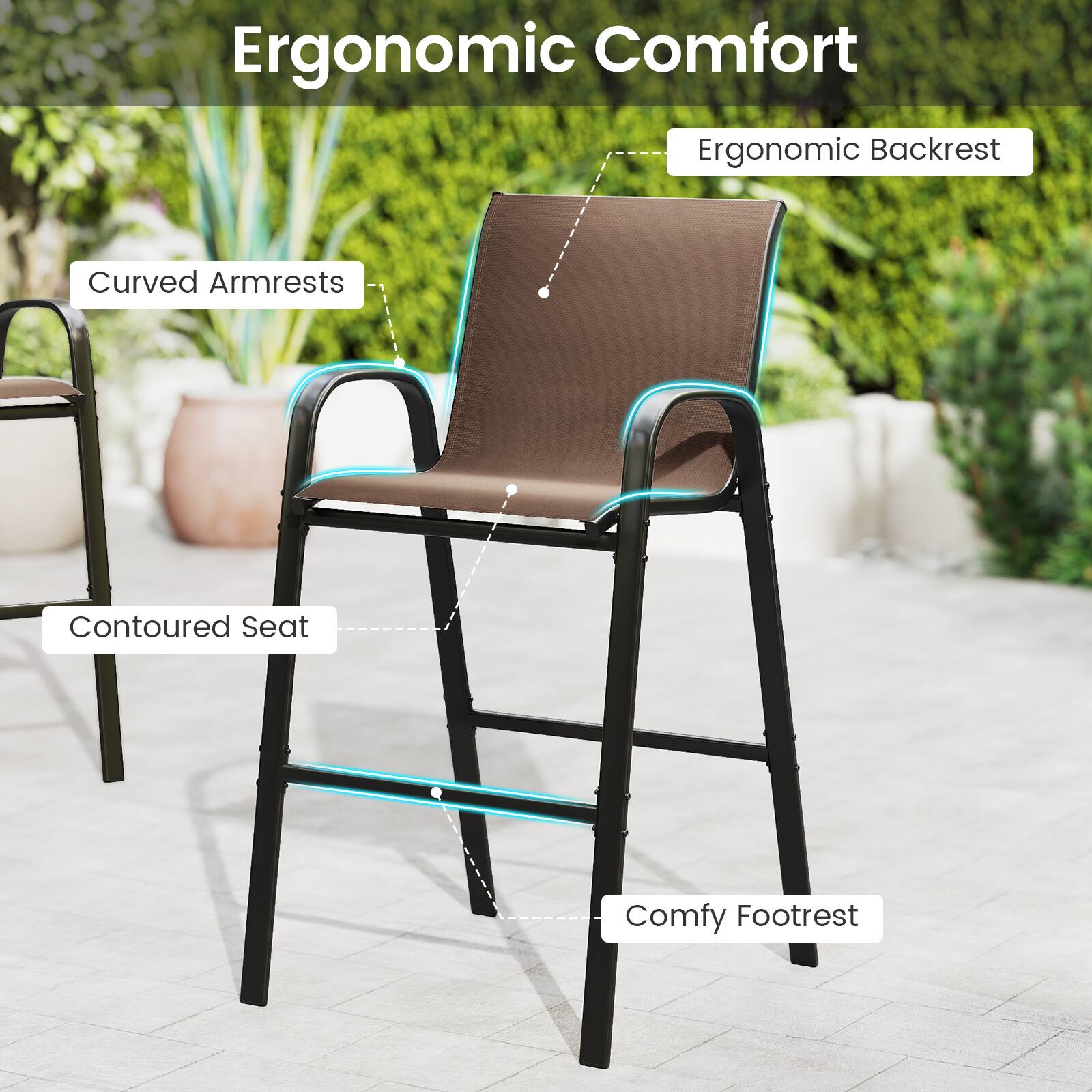 Ergonomic Comfort  
- Ergonomic Backrest  
- Curved Armrests  
- Contoured Seat  
- Comfy Footrest