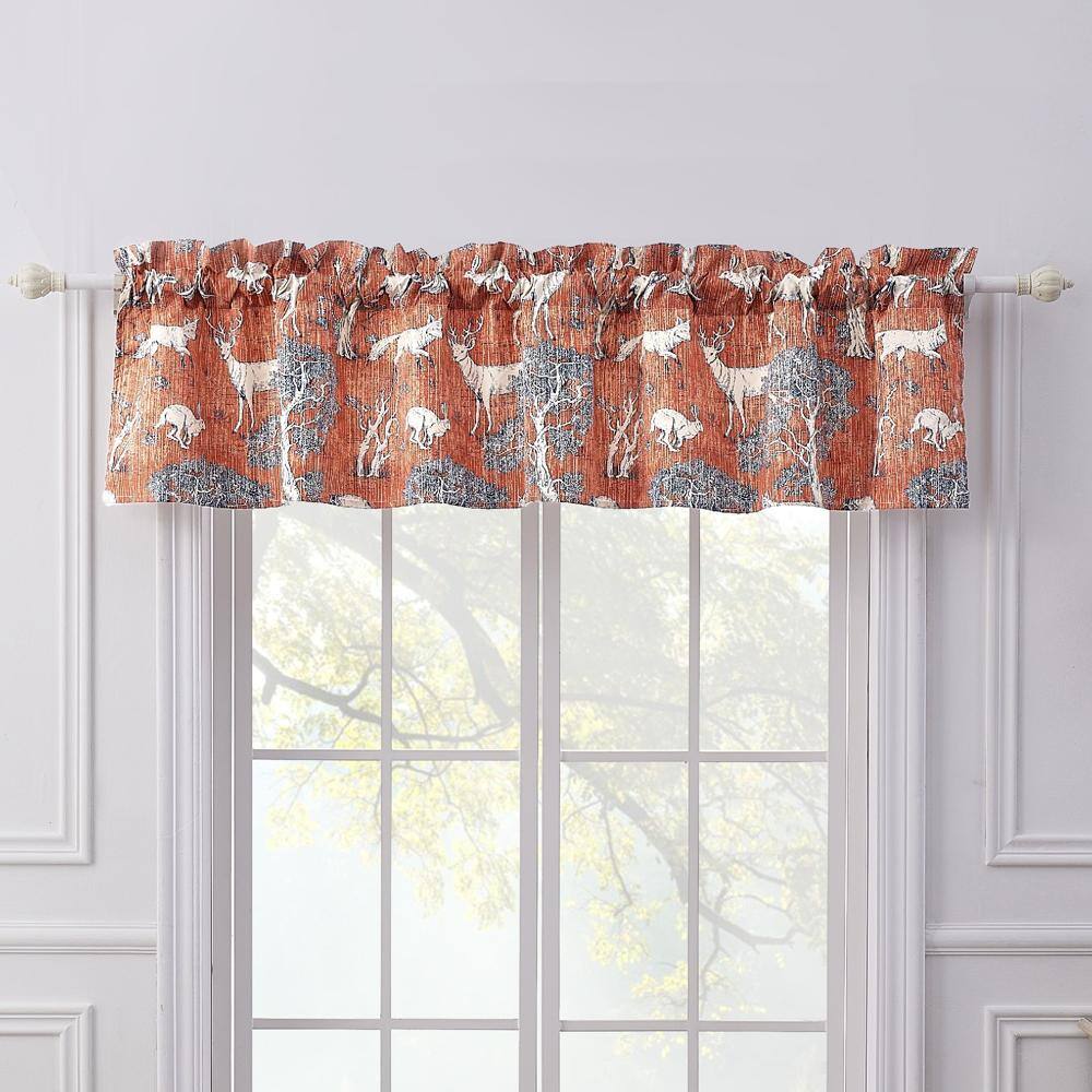 Angle. Barefoot Bungalow - Greenland Home Fashions Barefoot Bungalow Menagerie Window Valance84x16", Saffron - Saffron.