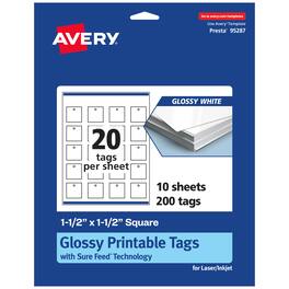 Avery - 1-1/2" x 1-1/2" Square Tags, Glossy 200ct - White