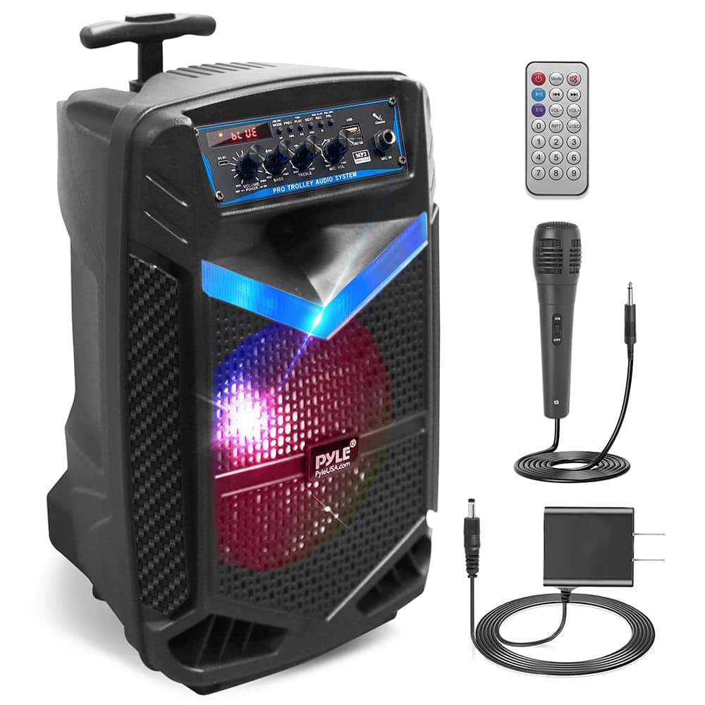 Cedar Assembly - 400w Rechargeable Outdoor Portable Pa System W 8" Subwoofer 1" Tweeter Recording Function Mic In Party Li - 8 in