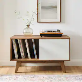 Envision Vinyl Record Display Stand by Modway - Walnut White