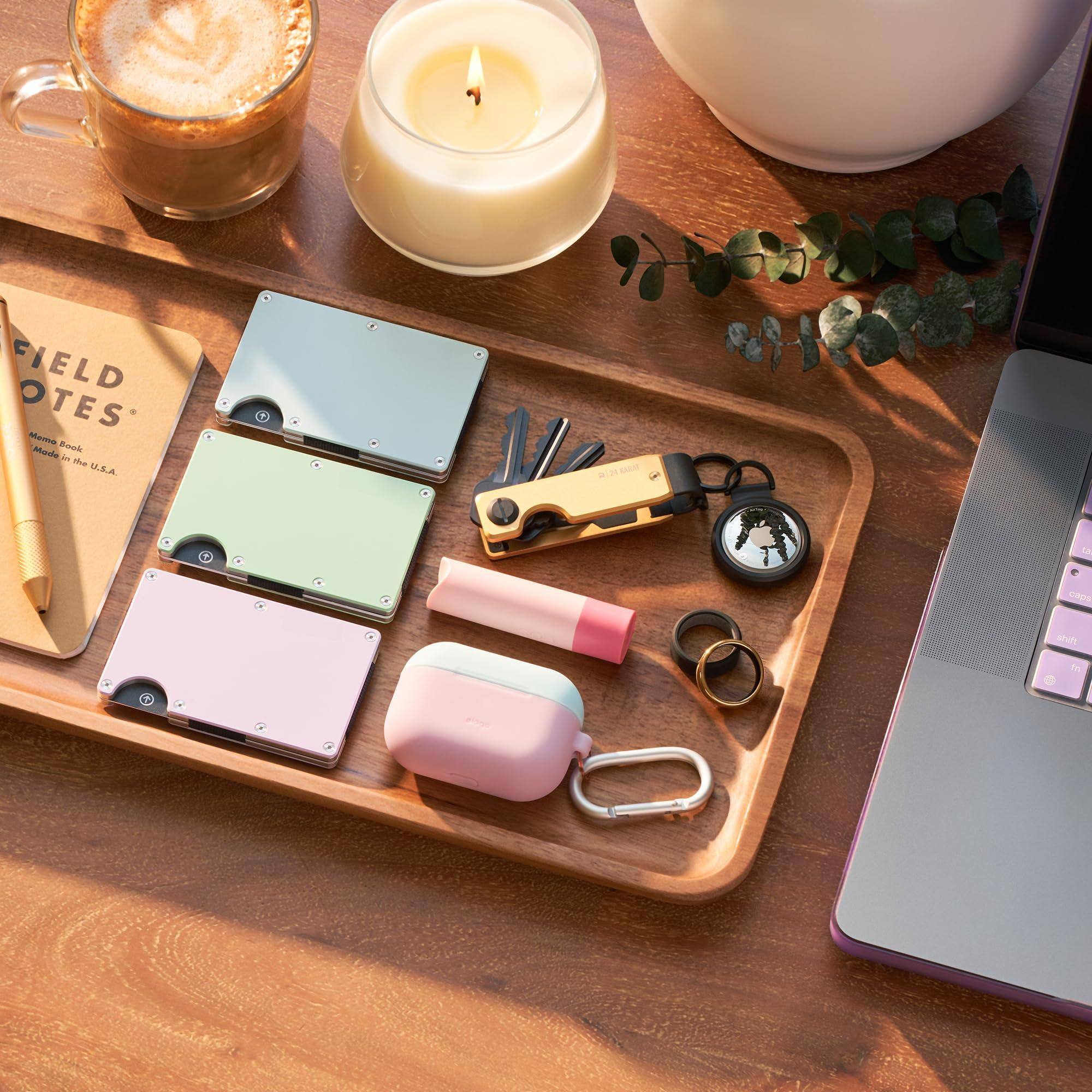 Alt View 2. Jadie Link - Minimalist Slim Wallet Women Rfid Blocking Front Pocket Credit Card Holder Metal Money Clip - Lavender (MAGSAFE)-Cash Strap.