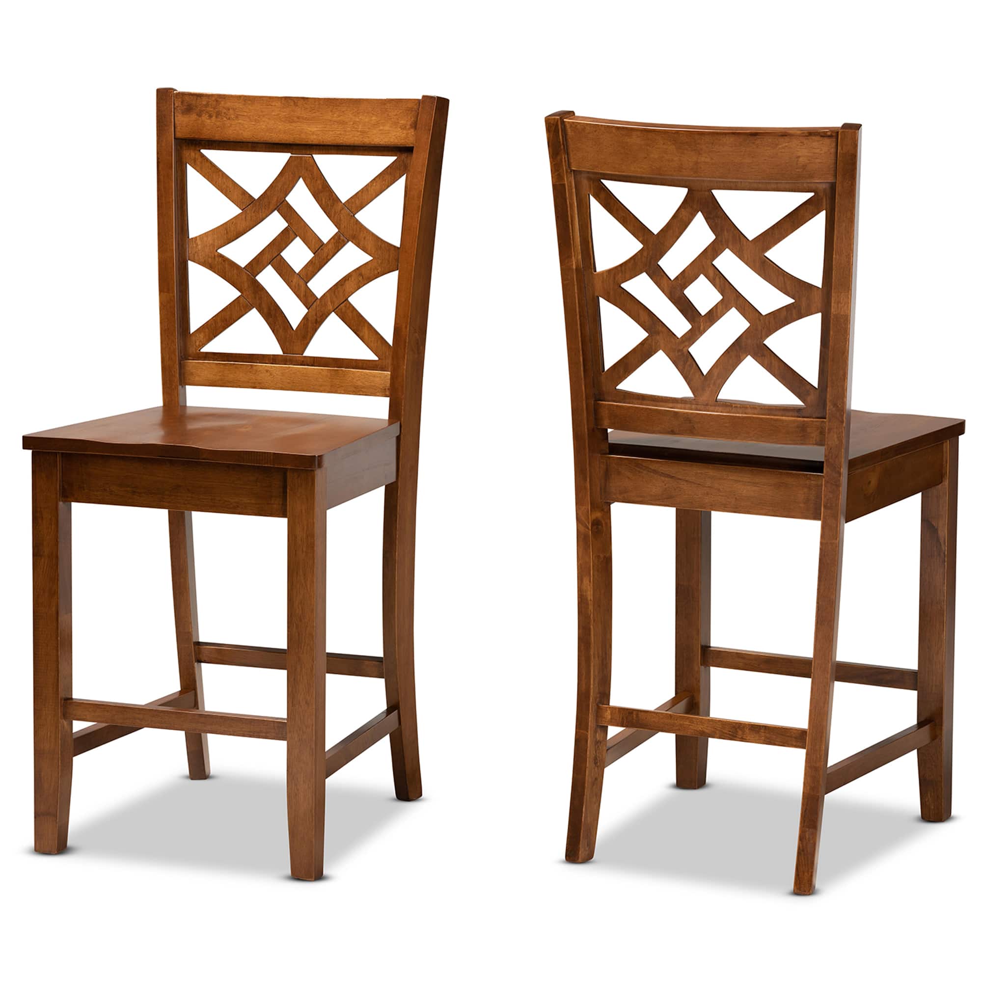 Baxton Studio - Nicolette Modern and Contemporary Transitional Walnut Finished Wood 2-Piece Counter Stool Set - Walnut Brown