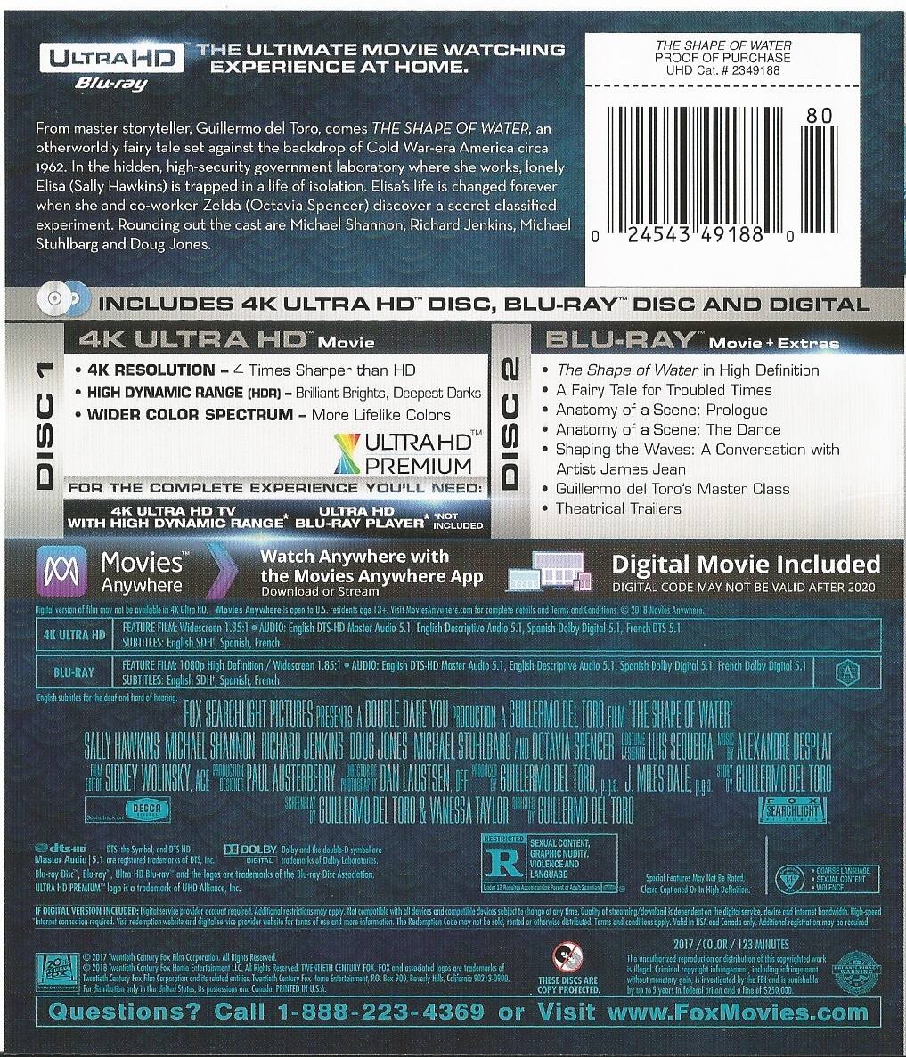 Alt View 1. The Shape of Water   - 4K Blu-Ray.