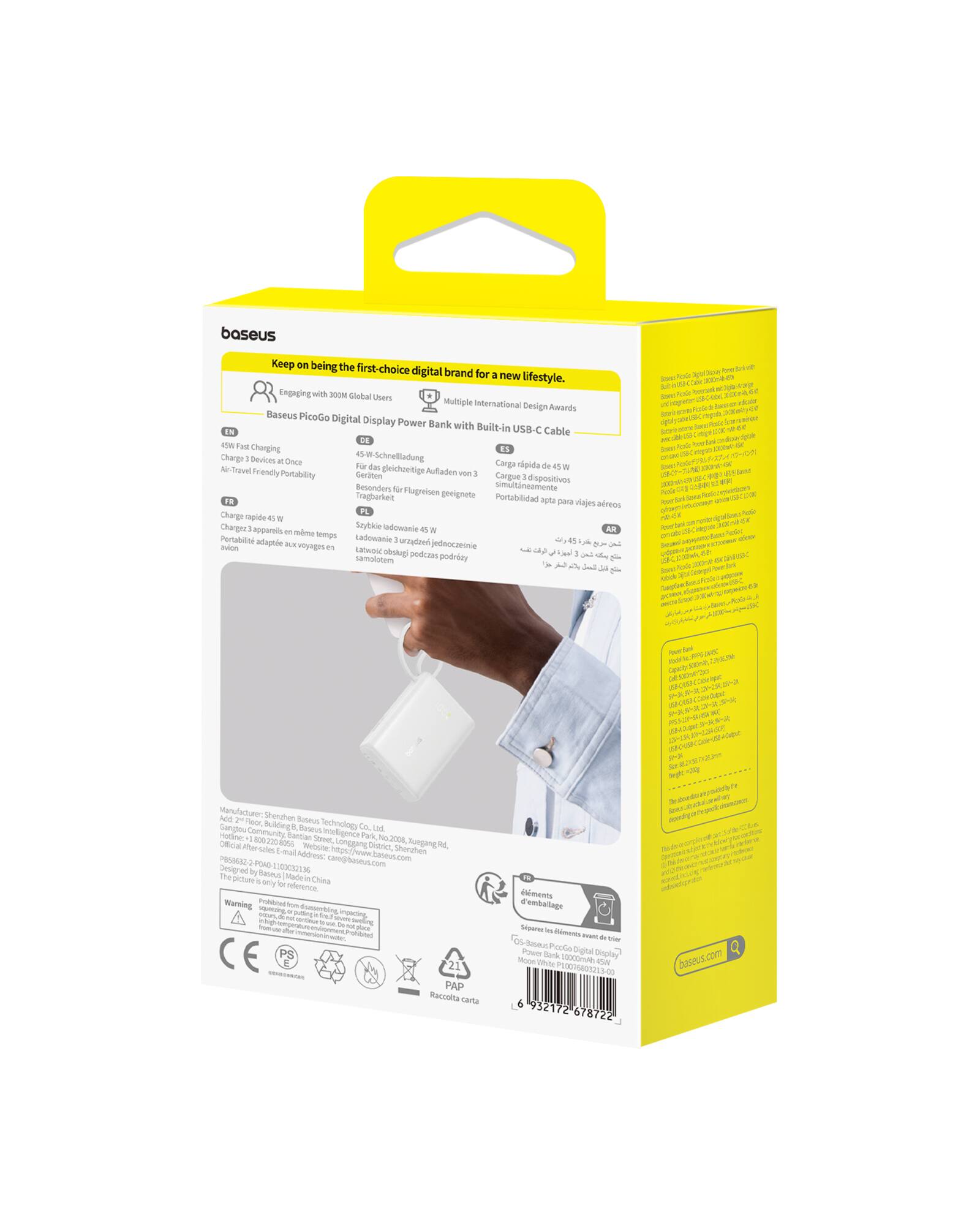 baseus Keep on being the first-choice digital brand for new lifestyle. Engaging with 300M Global Users. Multiple international Design-Awards. Baseus PicoGo Digital Display Power Bank with Built-in USB-C Cable. 45W Fast Charging. Charge 3 Devices at Once. Air-Travel Friendly Portability.